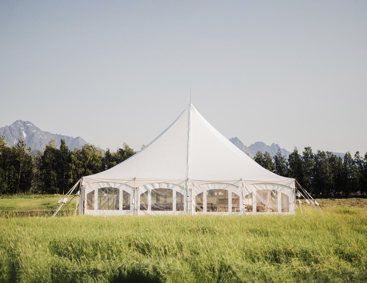 Alaska wedding venue outdoor tent exterior